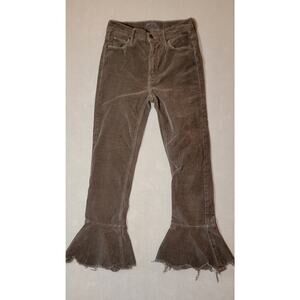 MOTHER The Cha Cha Chew Corduroy Flare Pants Grey Green Size 25